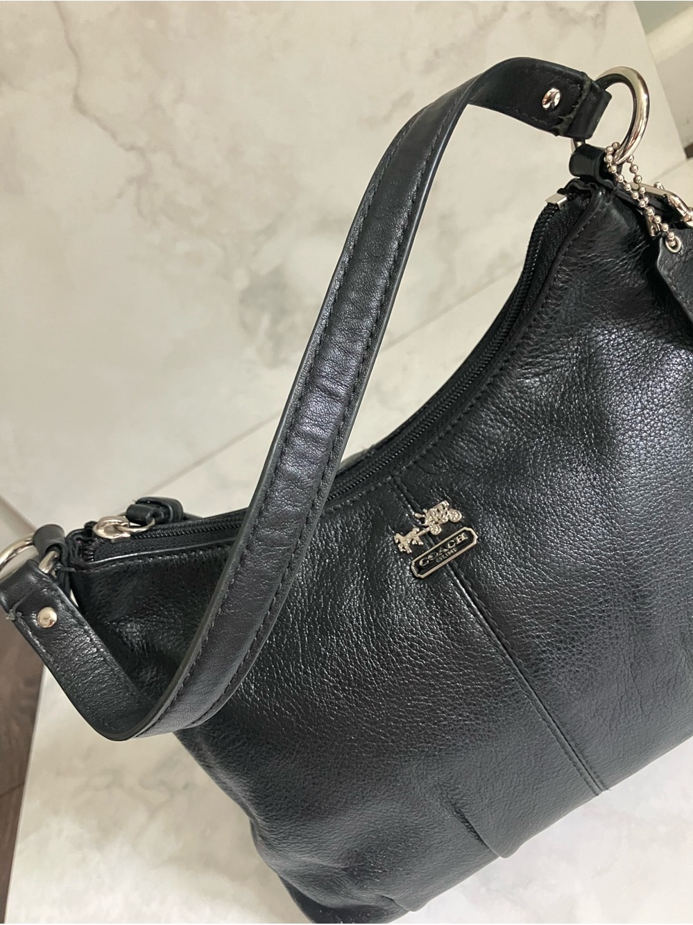 COACH Madison Black Pebble Leather Handbag - Picture 6 of 16